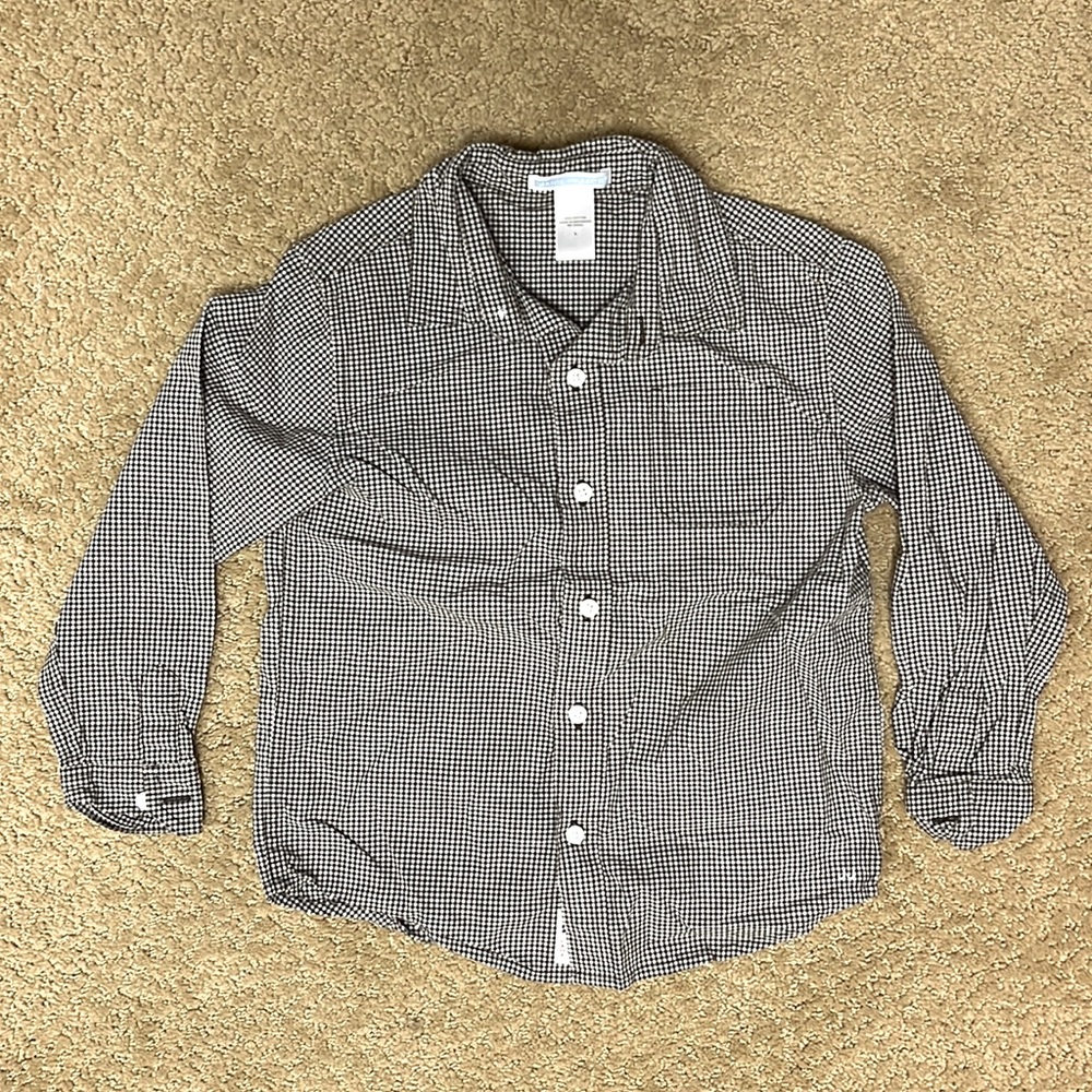 Janie and Jack gingham poplin button-down shirt, size 5